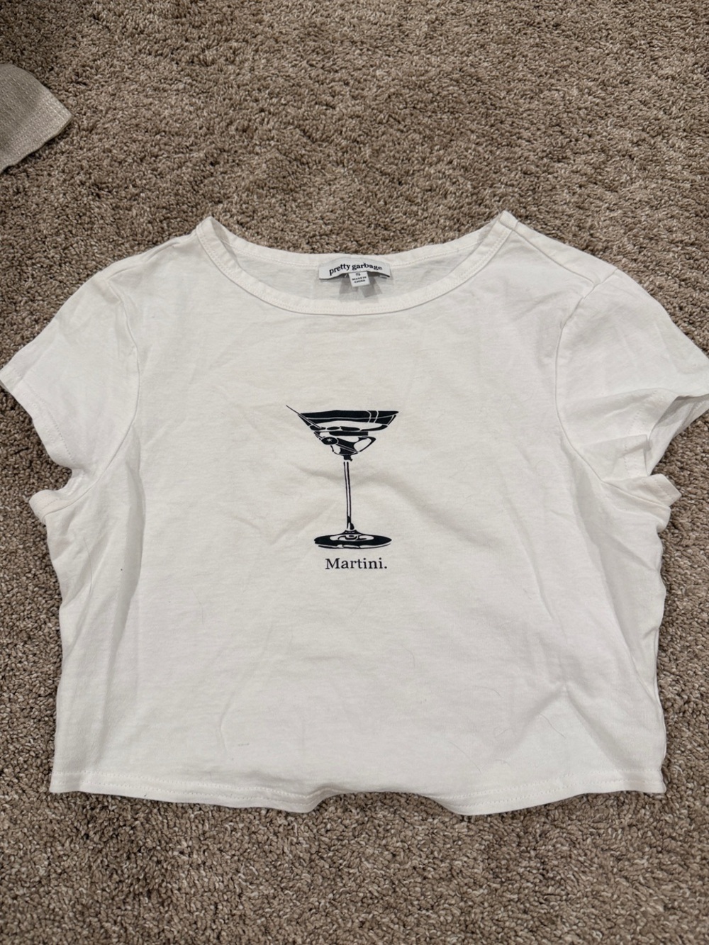Pretty Gardner White Martini Graphic Crop Top